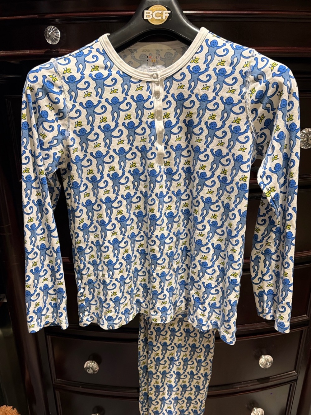 Roller Rabbit Blue & Cream Monkey Print Pajama Set - Picture 3 of 10